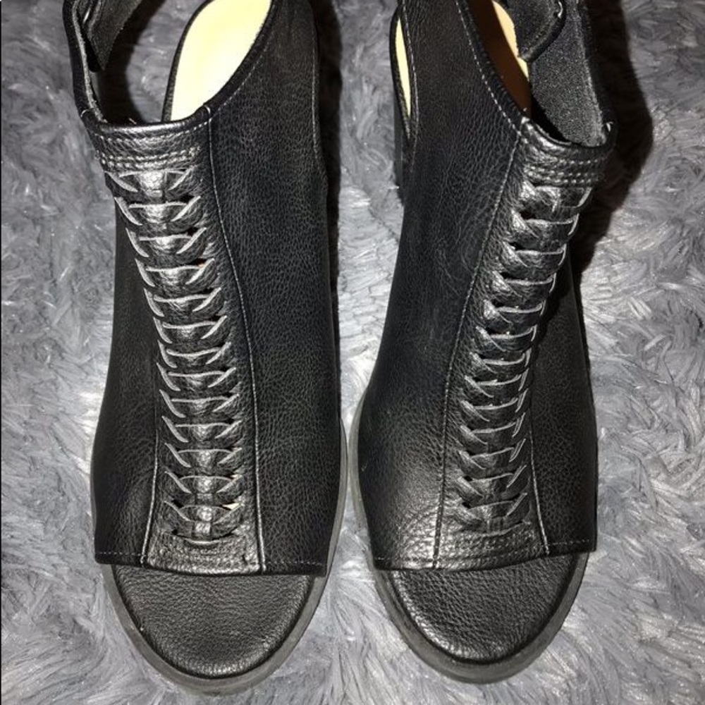 Open toe heel booties